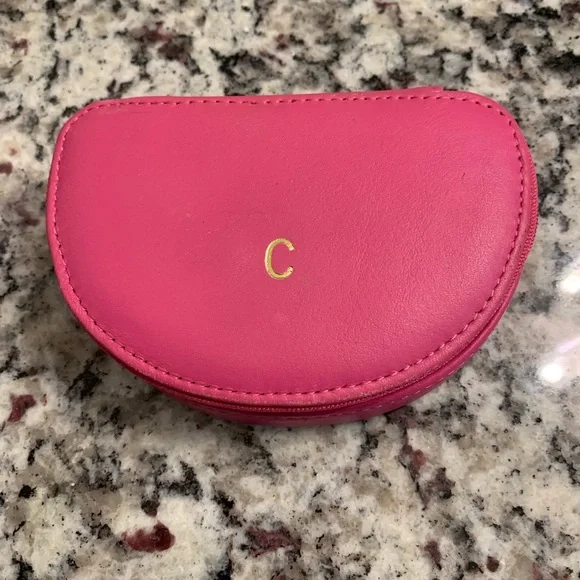 Monogrammed “C” leather travel jewelry case - Picture 1 of 3